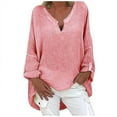 thumbnail image 1 of Women Summer Tops Women Solid Color Long Sleeve Comfortable Breathable V-Neck Shirt Tops Shirt Size Womens Long Athletic Tees V Neck Blouse Sleeve for Leggings T Shirts for Leggings Scrub Pink L, 1 of 7
