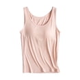 thumbnail image 1 of Women Summer Tops Women Solid Color Tops With Chest Pad No Steel Ring Cup Shirts Wide Strap Integrated Outerwear Yoga Sports Vest Camisole Sleep Set Top Athletic for Dressy Tunics Workout Beige 4XL, 1 of 4
