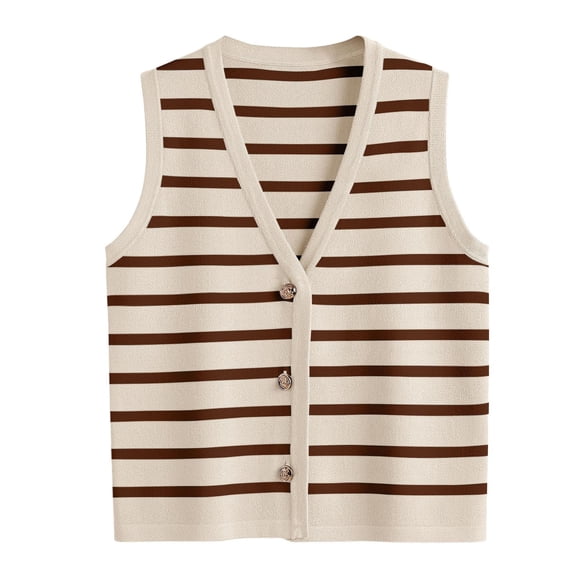 Women Summer Tops Women Striped Dressy Tops Cropped Tank Sleeveless Button Up Cardigan Sweater Vests Cute Fashion Colorful for Casual Loose V Neck Indoor Outdoor Foam Floral Top Khaki XL