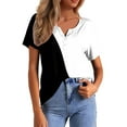 thumbnail image 1 of Women Summer Tops Women Summer Fashion Tops Printed V Neck Short Sleeved Shirts Casual Loose Comfortable Long Sleeve Shirt Pack Dressy Womens Blouses Workout Shirts for Long Sleeve Athletic Black L, 1 of 5