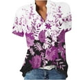 thumbnail image 1 of Women Summer Tops Women V Neck Blouse Short Sleeve Tunic Shirts Floral Print Tee Shirts Lightweight Tops Athletic Long Sleeve Short Athletic Ling Long Sleep Purple S, 1 of 3