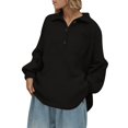thumbnail image 1 of Women Summer Tops Women's Casual Button Down T Shirt Long Sleeve Comfortable Wear Soft Basic Top With Classic Collar For Autumn Winter Lady V Junior Long Sleeve T Shirt Print Tees Women Black S, 1 of 5