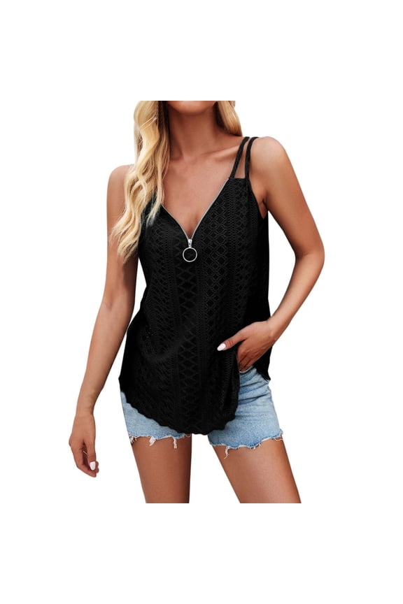 Women Summer Tops Women's Casual Fashion Solid Color V Neck Top Girl 12 Top Women High Neck Fluff Yeah Slide Camisoles for Pack Boys Sleepers Designer Tops for Low Cut Copper Business Black L