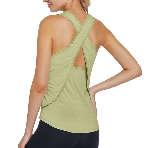 Women Summer Tops Women's Casual Round Neck Backless T Shirt Summer Fall Versatile Top For Daily Wear Sports Vacation Home Comfortable Soft Breathable Fabric Camisoles Daddy Top for Women Light Green