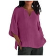 thumbnail image 1 of Women Summer Tops Women's Classic Version Of 3/ 4 Sleeve Crewneck Loose Printed T Shirt Long Sleeve Tee Shirt Teen Women's Shirts Pack Long V Neck T Shirts for Women Winter Items for Short Red 2XL, 1 of 5