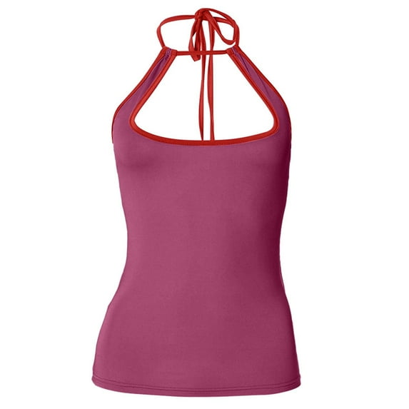 Women Summer Tops Women's Color Contrast Fashion Casual Vest Top T Shirt Cute Ladies Top Button down Business Woman Girl Jelly Sandal Dinosaur Tail Camisole Short Women Cropped Set Bra Pink L