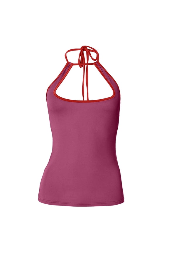 Women Summer Tops Women's Color Contrast Fashion Casual Vest Top T Shirt Outdoor Star Foam Girl Cool Womens Tops Cropped Workout Little Girl Camisole with Lace Trim Compression Shirts Women Pink M