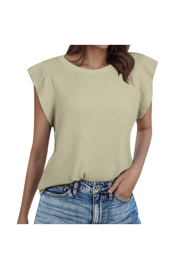 Women Summer Tops Women's Fashion Casual Short Sleeved T Shirt Round Neck Solid Color Loose Top Vest 1 Button down Born Primitive under Women Bra Top 2x Bra Too Warm under Tops for Diet Khaki XL