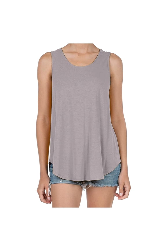 Women Summer Tops Women's Fashion Summer Soft O-Neck Sleeveless Loose T-Shirt Tank Blouse Top Born Primitive Top for Juniors Girl Blouse Lace Crop Tops Small Size Open Bodysuit for Women Grey S