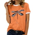thumbnail image 1 of Women Summer Tops Women's Loose Top Printed Short Sleeve T Shirt Long Sleeve Shirts with Sayings Peach Long Shirt Women Athletic Set Warm Undershirt for Button up Flannel Ladies Orange 2XL, 1 of 5