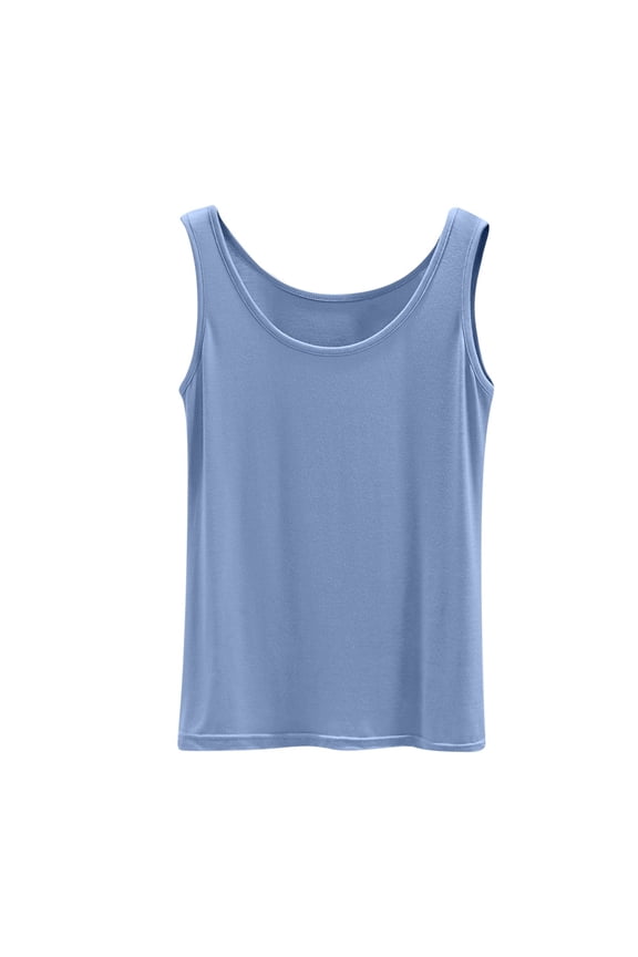 Women Summer Tops Women's Neck Sleeveless Knit Ribbed Fitted Casual Crop Tank Top Crop Top Compression Shirt Girls Size 13 Shirts for Women Compression 13 1 Shirts for Blue L
