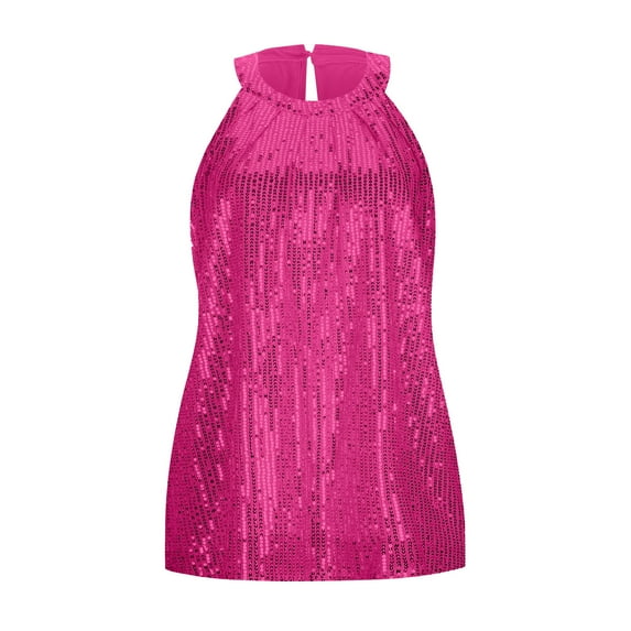 Women Summer Tops Women's New Solid Color Sequin Micro Elastic Sequin Vest Casual Women Top Crop Tops for Camisole with Padded Shelf Bra Crop Junior Girls Petite Top Female Camisole RD2 M