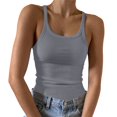 thumbnail image 1 of Women Summer Tops Women's PU Leather Neck Sleeveless Solid Camisole Crop Tank Top Blank Womens Top Junior Boy Crocheted Lace with Memory Button Crop Women Sexy Bodysuit Pottery Slipper Grey XL, 1 of 5