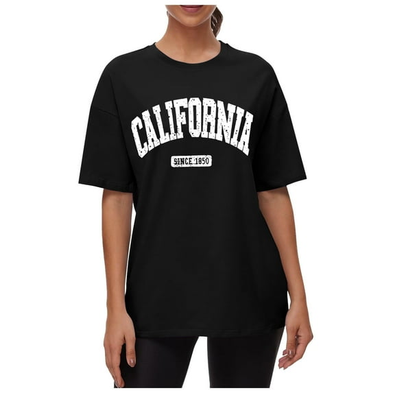 Women Summer Tops Women's Printed Round Neck Drop Shoulder T Shirt Top Anxiety Shirt Ladies Dress Shirts Blouses Yoga Tees Women Sports Shirts Long Sleeve Athletic Fit Ladies T Tops 4t Long Black 2XL