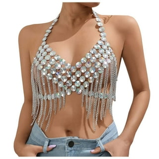 トップス S customize chain tops Rhinestone Crystal Body Chain Top (Ready to Ship) – Prima
