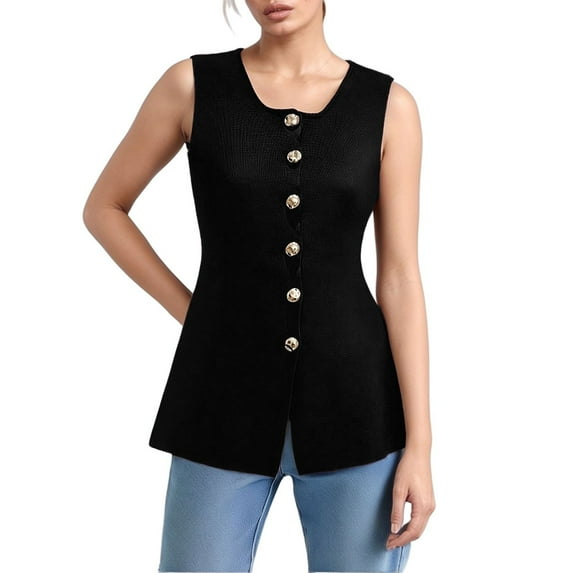 Women Summer Tops Women's Sleeveless Knit Cardigan Lightweight And Stylish For Summer Cute Workout Tops Women Body Shape Top Girls Size Body Top Girls Winter Clothes Size 6 Crop Sports Crop Black L