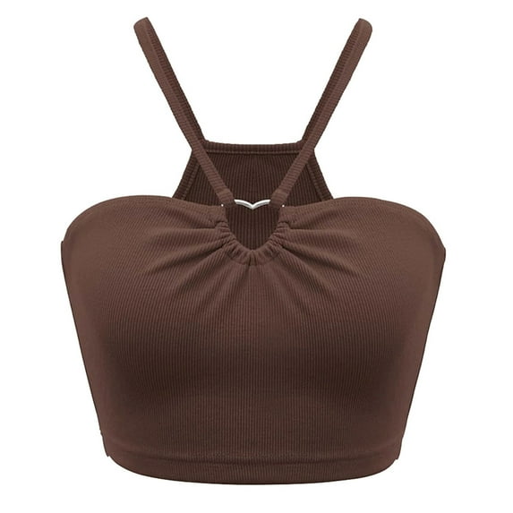 Women Summer Tops Women's Slim Fit Short Sleeveless Vest With Top Casual Tops for Women plus Size Sliders for Girls Cheer Workout Shirts Camisole Loose Fitting Rayon Compression Top with Coffee XL