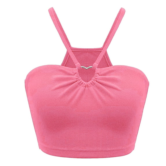 Women Summer Tops Women's Slim Fit Short Sleeveless Vest With Top Casual Tops for Women plus Size Sliders for Girls Cheer Workout Shirts Camisole Loose Fitting Rayon Compression Top with Pink S