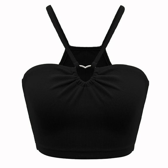 Women Summer Tops Women's Slim Fit Short Sleeveless Vest With Top Casual Tops for Women plus Size Sliders for Girls Cheer Workout Shirts Camisole Loose Fitting Rayon Compression Top with Black M