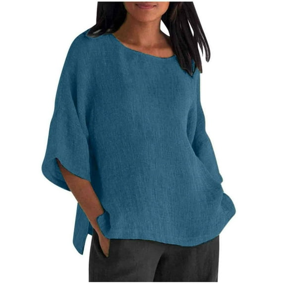 Women Summer Tops Women's Solid Color Crew Neck Short Sleeved Top T Shirt plus Size Christmas Shirts for Women 3x Athletic T Shirts for plus Size Tops Leggings Work Womens Long Sleeve V Neck Blue XL