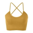 thumbnail image 1 of Women Summer Tops Women's Sports Bra Padded Crossback Bustier Without Underwire Spaghetti Straps Fitness Bra Push Up Stretch Longline Sports Top Top Compression Shirt Woman Supportive Tube Yellow One, 1 of 6