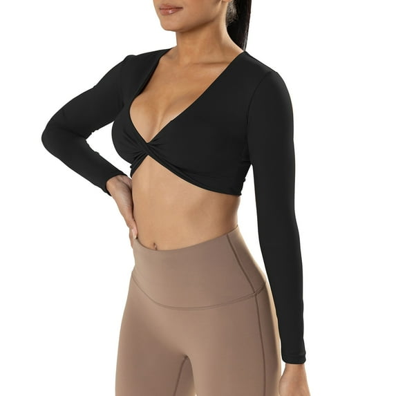 Women Summer Tops Women's Sports Long Sleeved Fitness Clothes Deep V Neck Slim Fit Breathable Wind Navel Yoga Clothing Short Top Ballerina Stuff Girls Workout Shirts Women Fit Lace Top Long Black S