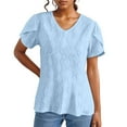 thumbnail image 1 of Women Summer Tops Women's Spring Summer Solid Color V Neck Short Sleeve Casual T Shirt Top Fruit Tops Women plus Exercise Long Sleeve Dressy Blouses plus Size Graphic Tees Womens Large Long Light, 1 of 8