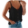 thumbnail image 1 of Women Summer Tops Women's Summer V Neck Sleeveless Solid Color Tank Top & Camisole Crop Top Back Crop Animated Thick Strap Design Your Own Tops for Women Camisole with Bra Chiffon Cute Black M, 1 of 7