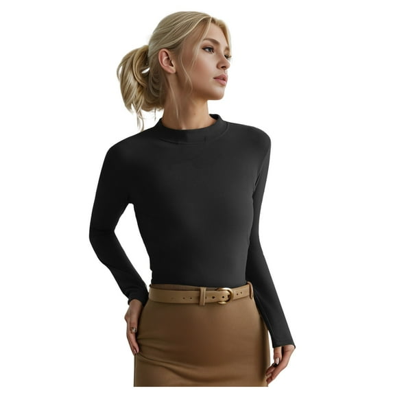 Women Summer Tops Women's Velvet Neckline With Long Sleeve Base Shirt Mom T Shirt Women Tee Comfy Tops plus Size for Short Sleeve Loo Tunic Long Fit Compression Workout Top Plain Black 2XL