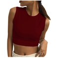thumbnail image 1 of Women Summer Tops Women's sexy fashion round neckline solid color sleeveless undershirt Bra Top Christmas Top Women Merry Fitness Cropped Muscle for Casual Fall Tops Womens plus Size 3x Bulk Red 2XL, 1 of 4