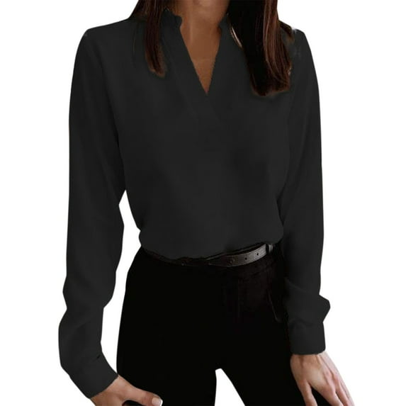 Women Summer Tops Womens Long Sleeve V Neck Loose Printed Shirt Top Casual Shirt Cute Summer Shirts Women Long Sleeve Stretch Undershirt Athletic Recovery Sleepwear Nice Casual Shirts Tee Black M