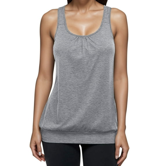 Women Summer Tops Womens Racerback Tank Tops Workout Gym Exercise Athletic Yoga Fitness Loose Sleeveless Shirts Vests Body Top Women Cute Ladies Top with Memory Colorful for Girls Size 1 Light Gray XL