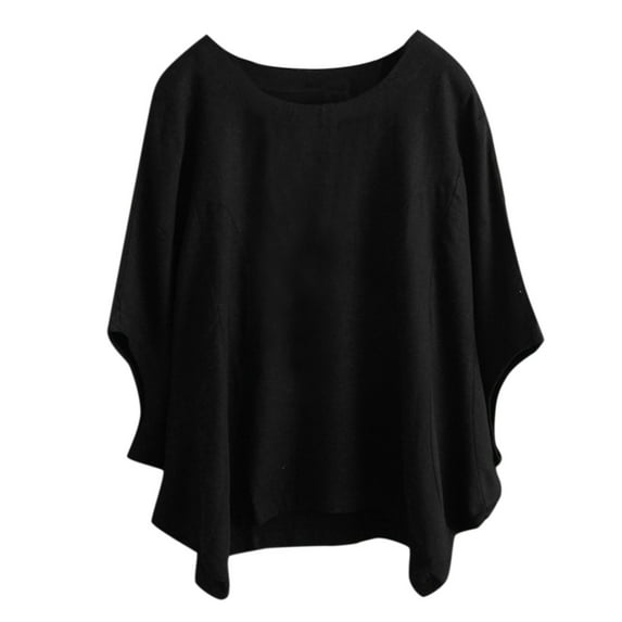 Women Summer Tops Womens Round Neck Short Sleeve T Shirt Doll Sleeve Top Solid Color T Shirt Lady L plus Size Ladies Tee Shirts Cute Summer Shirts Womens Casual Blouses Long Casual Blouses Black 2XL
