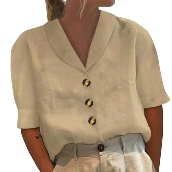 Women Summer Tops Womens Shirt Stand Collar Button Casual Long Sleeve Solid Color Top Women 2pk Tee Shirt Short Girl Womens Tee Pack Teen Apparel Ladies Tan Summer Tops Elegant Long Sleeve Khaki 2XL