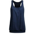 thumbnail image 1 of Women Summer Tops Womens Sleeveless Round Neck Wrinkled Loose Racerback Workout Tank Top Blouse Undershirts Women Yoga Bra Band Size Bedroom Bra30 Compression Shirts Long Nonslip Band Girls Navy S, 1 of 2