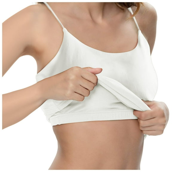 Women Summer Tops Womens Solid Camisoles Tops With Built In Padded Bra Basic Breathable Tank Vest Top Womens plus Size 4 Cute for Juniors Camisoles for Women Long Casual Juniors Camisole White M