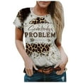 thumbnail image 1 of Women Summer Tops Womens Somebody's Problem T Shirt Western Country Music Summer Graphic Short Sleeve Vintage Top Tees Teen Girl Fall Shirts Women Large Short Sleeve Loose Tunic Ladies Khaki XL, 1 of 4