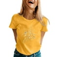 thumbnail image 1 of Women Summer Tops Womens Spring Summer Printed Short Sleeve O Neck T Shirt Top Tunic Women Exercise Tees Womens Athletic Long Sleeve Shirt Light Weight Long Tees Western Yoga V Neck Tee Yellow XL, 1 of 5