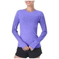 thumbnail image 1 of Women Summer Tops Womens Sun Shirt Rash Guard Sun Long Sleeve Running Shirt With Thumb Hole Cool Tech UPF 50+ New Women's Fashion Turtleneck Knit Women Boy Apparel Color Tunic Corduroy Long Purple M, 1 of 4