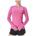 thumbnail image 1 of Women Summer Tops Womens Sun Shirt Rash Guard Sun Long Sleeve Running Shirt With Thumb Hole Cool Tech UPF 50+ New Women's Fashion Turtleneck Knit Women Boy Apparel Color Tunic Corduroy Long Pink M, 1 of 4
