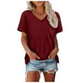 thumbnail image 1 of Women Summer Tops Womens T Shirts Short Sleeve V-Neck Shirts Cute Fit Summer Casual Tee Tops, 1 of 6
