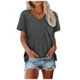 thumbnail image 1 of Women Summer Tops Womens T Shirts Short Sleeve V Neck Tops With Pockets Summer Fashion Trendy Soft Casual Comfy Outfits Clothes, 1 of 5