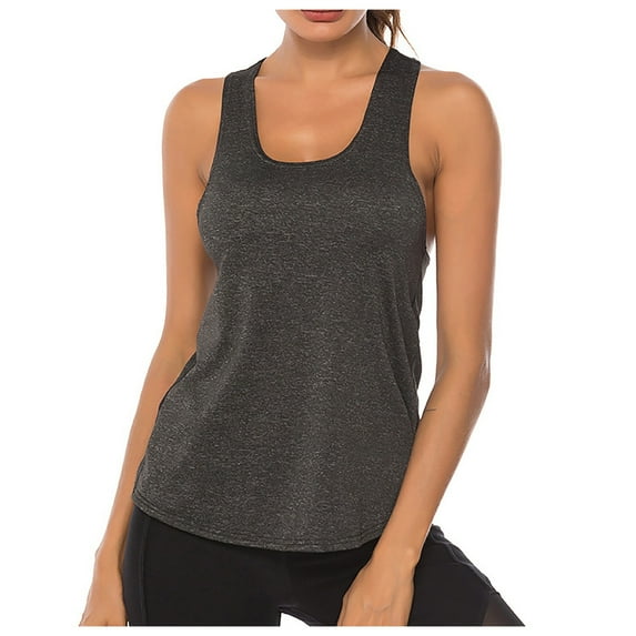 Women Summer Tops Womens Workout Tops For Women Racerback Tank Mesh Yoga Shirts Athletic Running Tank Sleeveless Gym Clothes Top V Neck Crop Top Festive Girls Bohemian for Dance Teens Dark Gray M