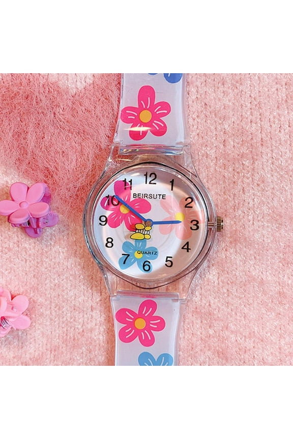 Women Summer Transparent Flower Watches Colorful Casual Digital Watch W0 C9C5