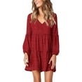 thumbnail image 1 of Women Summer Tunic Dress V Neck Casual Loose Flowy Swing Shift Dresses, 1 of 9
