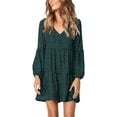 thumbnail image 1 of Women Summer Tunic Dress V Neck Casual Loose Flowy Swing Shift Dresses, 1 of 4