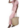 thumbnail image 1 of Women Summer V Neck Drawstring Maxi Dress Elastic Waist Flowy Vacation Dress Pink S, 1 of 8