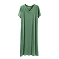 thumbnail image 1 of Women Summer V Neck Short Sleeve Nightgown Dress Loose Comfortable Sleepwear 2026 Causual Soft Sleepshirts, 1 of 4