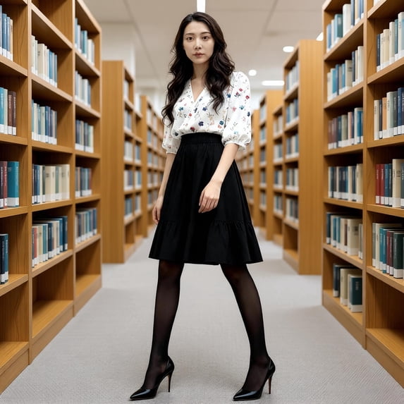 Women Summer Vintage Skirt Black Elastic High Waist Flowy Cotton Blend Midi Side Pockets