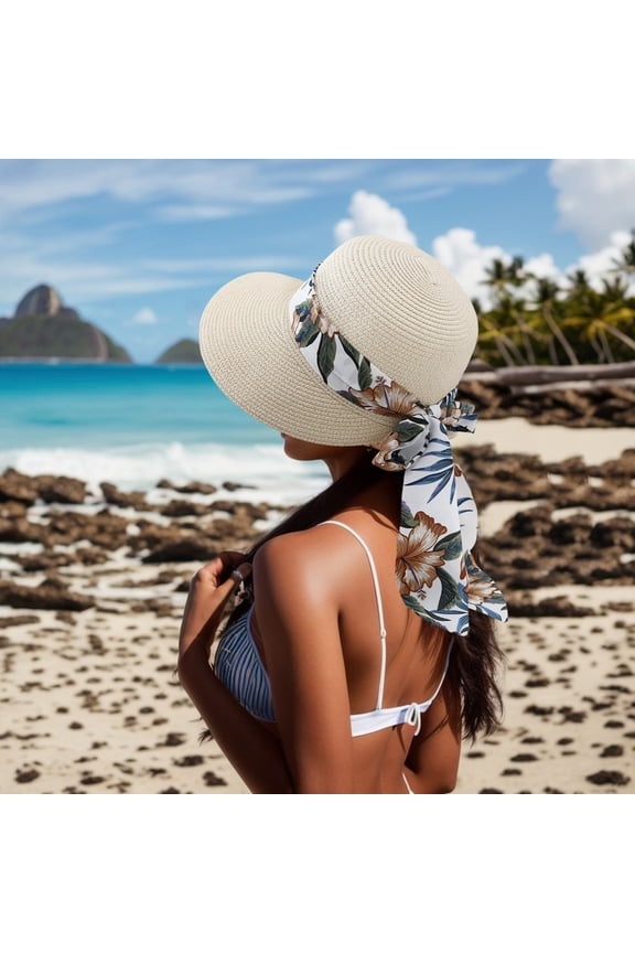 Women Summer Wide Straw Hat Beach Foldable Sun Hats Floppy Roll Up Sun Cap Beach Visor Mens Floppy Hat Wide Hat Outdoor Work Hat Beaches Hats Shelter Hat Hot Beach Track Hats for Women Hats for Women